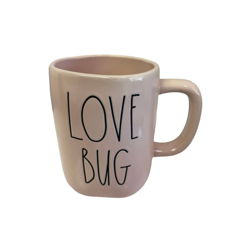 RAE Dunn Coffee Pink Ceramic‎ Mug Artisan Love Bug 5.25"W x 3.25"L x 4.5"H